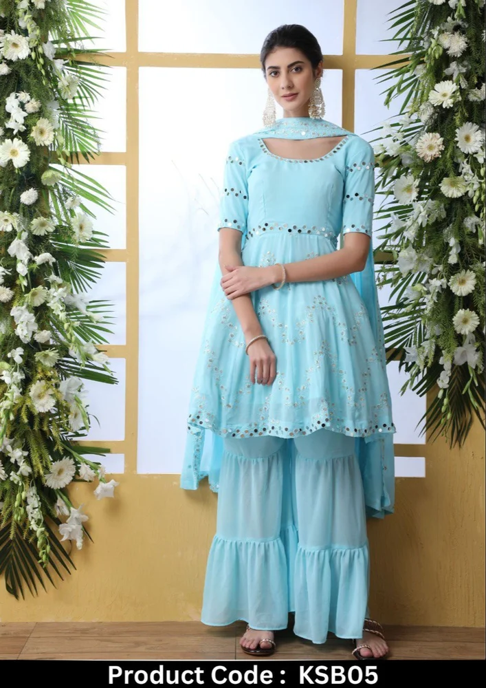 Premium Georgette Semi-stitched Gharara Suit